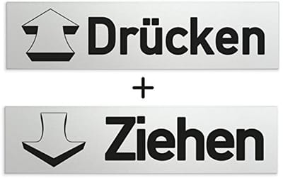 Aluminium Deurbordje Set met Druk en Trek 160 x 40 mm - Zelfklevend