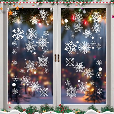 Dailygoods- Kerstraamstickers 152 Stuks - Dubbelzijdige Herbruikbare PVC-Stickers - Raamdecoratie Zonder Boren - Zelfklevende Rendier/Kerstmanstickers - Decoratie voor Glazen Ramen - Inclusief 9 Vellen (30 x 20 cm)