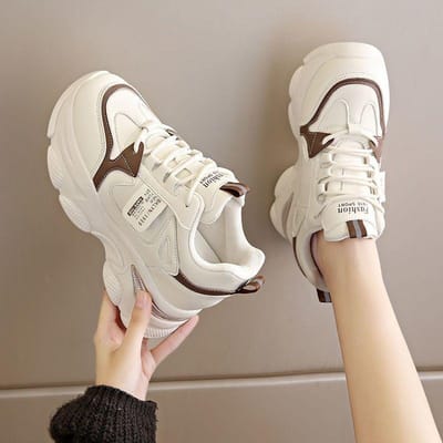 Dames Dikke Zool Ultralichte Sneakers Nieuw Lente Herfst Wit Sportschoenen Casual Dames Comfort Ademend Hardloopschoenen 40 white