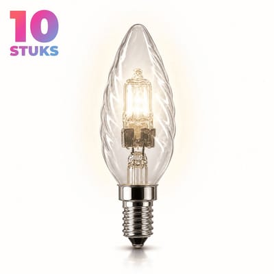 10x Kaarslamp Halogeenlamp E14 - 30W - Warm Wit Licht (2700K) - 407 lm - 2 jaar - Dimbaar