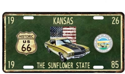 Kansas The Sunflower State Metalen Kentekenplaat Met Reliëf