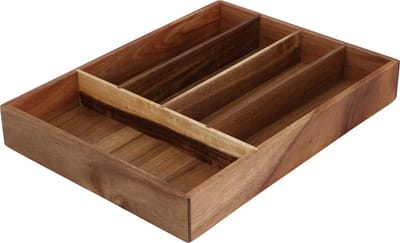 Excellent Houseware Bestekbak - acacia hout - 35 x 26 x 5 cm - 5-vaks