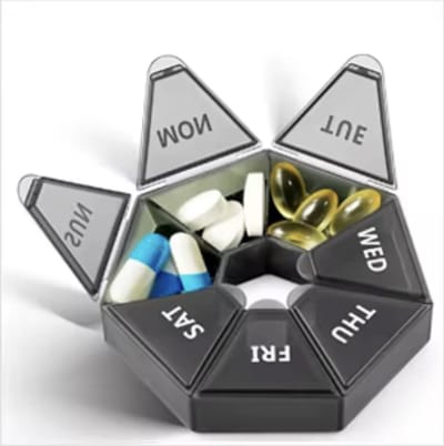 CHPN - Pillendoosje - Pillenbox - Pillenbakje - Pillendoos - 7 dagen - Met 7 vakjes - Zwart - 1 stuks