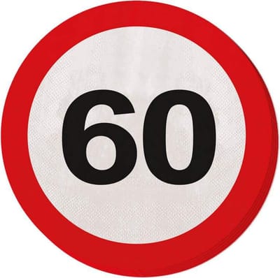 Folat - Servetten - Verkeersbord 60 (20 stuks)