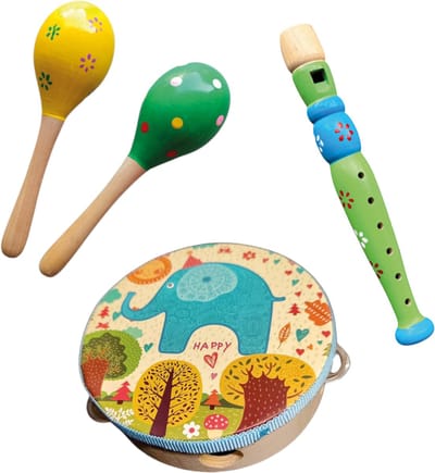 Jobber Toys Tamboerijn + Blokfluit + Sambaballen - Instrumenten set