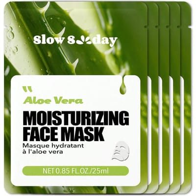 SlowSunday 5 stuks Centella-masker, hydraterend, verzachtend, verhelderend, kalmerend, Koreaans masker, hydrateert en voedt, hydrateert en kalmeert de huid diep, ideaal voor feestjes, terug naar school