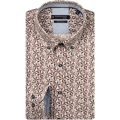 Giordano Overhemd Ivy Soft Twill Fantasy Star Graphic Deep Mauve / male