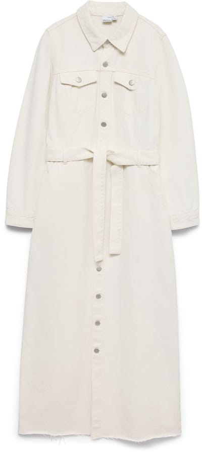 VERO MODA - VMMOLLY LS BELT ECRU ANK DRESS - Dames - Maxi jurken