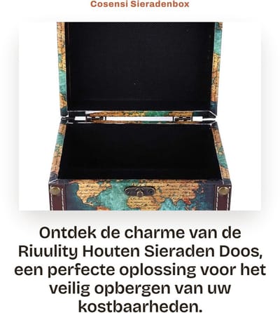 Dailygoods- Sieradenbox Grote Opbergruimte - Opbergdoos met Deksel - Houten Opbergdoos - Vintage Ontwerp - Bescherming tegen Krassen - Decoratieve Fittingen