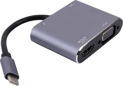 USB-C Hub voor MacBook & Laptop – 4K HDMI, VGA, USB 3.0 Adapter – Grijs