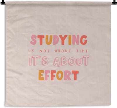Wandkleed - Wanddoek - Quote - Studenten - Tijd - 180x180 cm - Wandtapijt