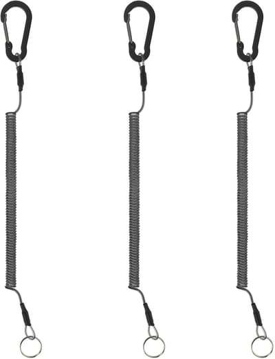Dailygoods- Spiraalkabel-sleutelhanger 3 stuks - Elastisch - Uittrekbaar - Veiligheidskoord - TPU/Roestvrij staal - 31 cm lengte - Sleutelkoord