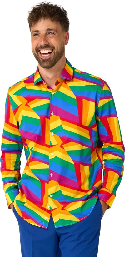 OppoSuits Zig Zag Rainbow Shirt - Heren Overhemd - Carnavalskleding - Casual Regenboog Pride Shirt - Meerkleurig - Maat EU 37/38