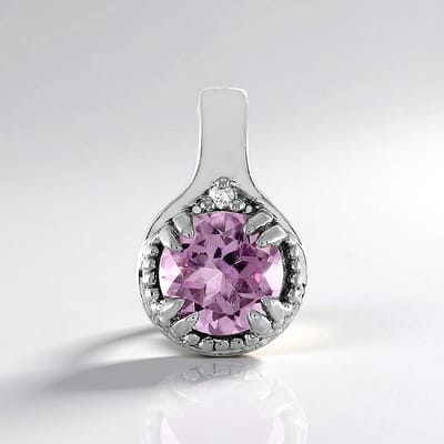 Cavill - Zilveren Hanger - 925 Sterling Zilver - Lavendel Amethist 0,707ct Rond Brazilië - Zirkoon 0,009ct - Elegant Design 13x8mm