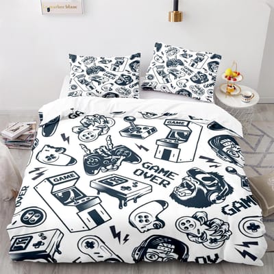 Gamer Dekbedovertrek Volledige Maat Tieners Gaming Beddengoed Set voor Kinderen Jongen Meisje Videogames Dekbedovertrek Gamepad Polyester Dekbedovertrek 200x200cm 3pcs