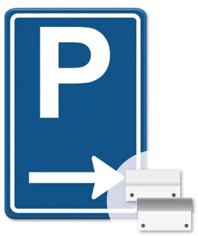 Parkeerbord Pijl rechts - blauw - Weerbestendig Aluminium - 30x45 cm - Bevestiging: Met muur-/ wandmontage beugels
