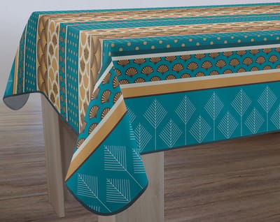 Tafelkleed anti-vlek Plume jaune rond 160 cm Tafellaken - Decoratieve Tafel Accessoires - Woonkamer Decoratie - Bonne et Plus®