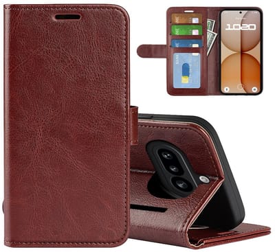 MobyDefend Hoesje - Geschikt voor Nothing Phone (4a) - Wallet Book Case (Sluiting Achterkant) - Bruin