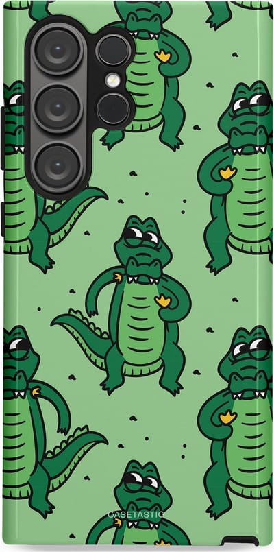 Casetastic hoesje geschikt voor Samsung Galaxy S23 Ultra - Dubbellaagse bescherming - Kroko dans - Fashion Case - Mintgroen