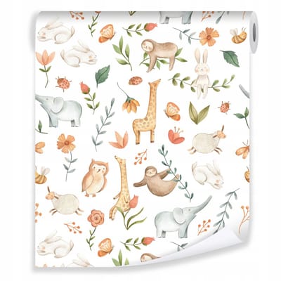 WALLARENA - Behang - Breedte 50 cm - Dieren voor kinderen - Geschikt voor kinderkamers - 10m