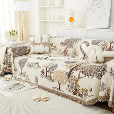 Alle Seizoenen Bankhoes Deken Chenille Handdoek Anti Kattenkrab Woonkamer Bankbeschermer Zacht Duurzaam Wasbaar 180X130cm beige
