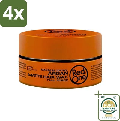 Red One - Haarwax - Argan Matte - Verzorgende Styling - Voor Intensieve Verzorging & Matte Look - 150 ml - Voordeelverpakking - 4 stuks - Matte haar - Verzorgend haar