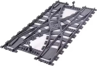 bricksNblocks® Bouwblokjes spoorrails dubbelspoor wissel | Compatible met bouwblokjes treinbanen van andere merken waaronder de Deense blokjes | bouwblokjes spoorbaan dubbele wissel