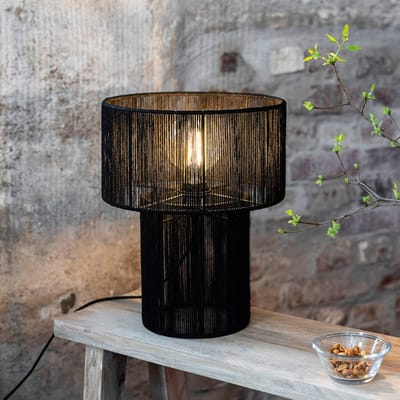 Markslöjd Tafellamp Soga, zwart, jute, hoogte 40 cm