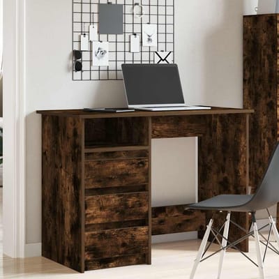 vidaXL - Bureau - 102x50x75 - cm - bewerkt - hout - gerookt - eikenkleurig