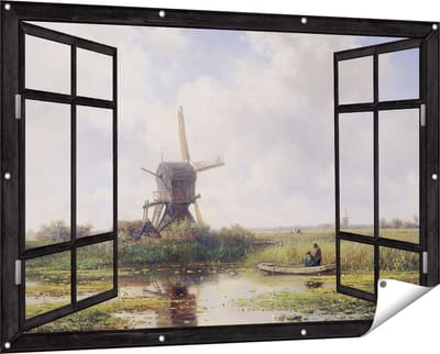 Gards Tuinposter Doorkijk In ’t Gein bij Abcoude - Willem Roelofs - 150x100 cm - Tuindoek - Tuindecoratie - Wanddecoratie buiten - Tuinschilderij