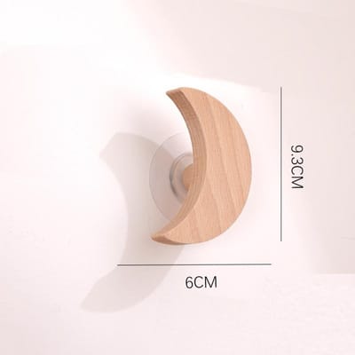 1 crochet en bois créatif en forme d'étoile, de lune, d'animal, crochet mural pour manteau, décoration de la maison, crochet en bois massif, accessoires de cuisine E
