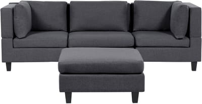 UNSTAD - Driezitsbank met ottomaan - Donkergrijs - Polyester