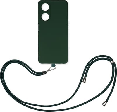 Casemania Hoesje Geschikt voor Oppo A18 & A38 - Groen - Siliconen Back Cover met Koord - Telefoonhoesje met Koord - Crossbody Lanyard Cord Case