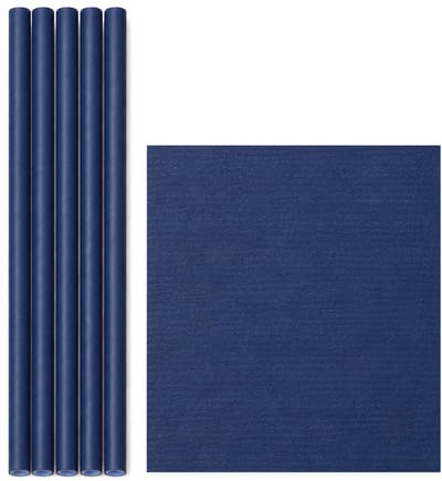 Kaftpapier Donkerblauw Kraft Design – Set van 5 Rollen – 200 x 70 cm per Rol – Stevig Boekpapier voor Boeken, Cadeaus en Creaties