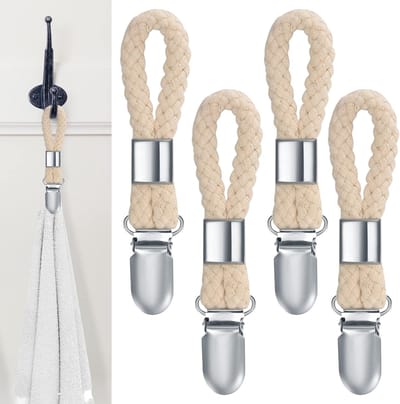 Set van 4 handdoekclips – ophanghaken voor keuken‑ en badkamerhanddoeken