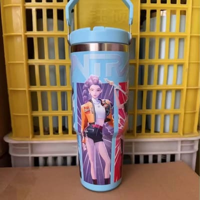 Nieuwe Bingba Beker Roestvrij Staal Draagbare Autobeker Vacuüm Rietje Heksenjager Groep Geïsoleerde Beker 900ml blauw