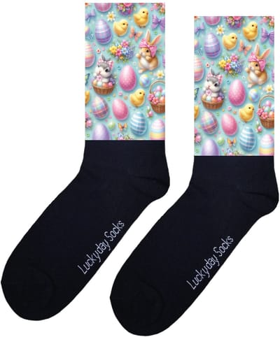 Paasei - Opkikker - Grappige sokken - Valentijns cadeau - Verjaardag cadeau - Sint cadeau - Leuke sokken - Pasen - Paashaas - Vrolijke sokken - LuckyDay Socks - Grappige cadeau - Kerstsokken - Vaderdag - Moederdag - Socks maken Happy - Onesize