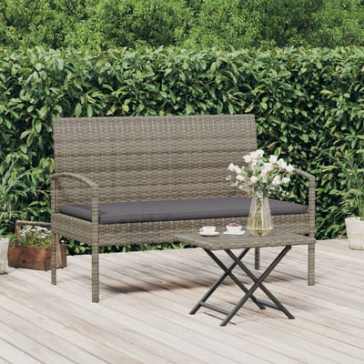 vidaXL - Tuinbank - met - kussen - 105 - cm - poly - rattan - grijs