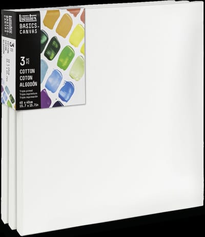 Liquitex 471040040 Basics Canvas 40 x 40 cm – Set van 3 | 100% Katoenen Canvas ca. 280 g/m² | Drievoudig Geprimed | Geschikt voor Acryl- & Olieverf