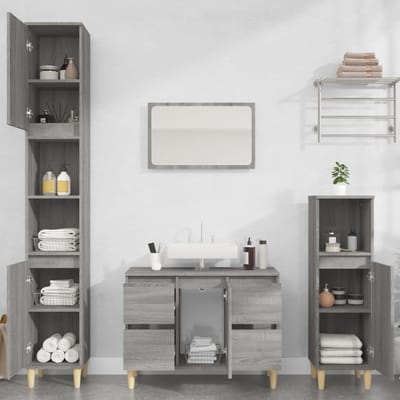 vidaXL - Wastafelkast - 80x33x60 - cm - bewerkt - hout - grijs - sonoma - eikenkleurig