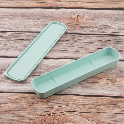 Draagbare Bestekdoos voor Reizen - Tableware Opbergdoos voor Bestekset, 9.87 x 2.4 inch (Groen) - Ideaal voor Picknicks, Kamperen en Dagelijkse Gebruik