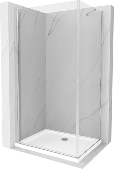 Mexen Pretoria douchecabine scharnierdeur 70 x 80 , transparant, chroom + Flat douchebak - 852-070-080-01-00-4010