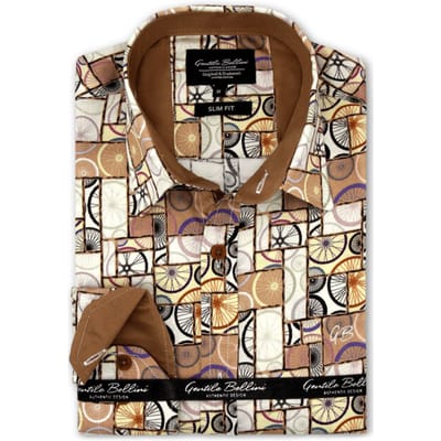 Heren Overhemden Lange Mouw - Overhemd Heren Strijkvrij - Slim Fit Overhemd Heren -3107 - Bruin