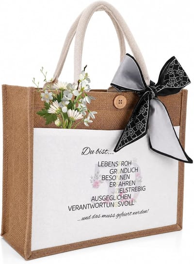 Verjaardagscadeaus voor vrouwen - Jute boodschappentas met trendy design en duurzame kwaliteit