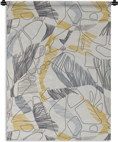 Wandkleed - Wanddoek - Line Art - Jungle - Patronen - Goud - 90x120 cm - Wandtapijt
