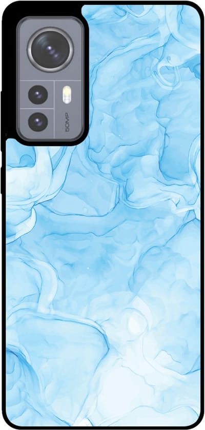 Smartphonica Telefoonhoesje Geschikt voor Xiaomi 12 met marmer opdruk - TPU backcover case marble design - Lichtblauw geschikt voor Xiaomi 12