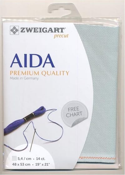 Zweigart borduurstof aida 14ct / 5.4  kruisje kleur Grijs 718 afm. 48x53cm