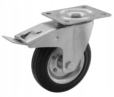 Rader CKPW-SG Serie - Stalen zwenkwiel met rem - 160mm - Volrubberband