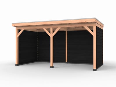 Douglas overkapping, 500 x 250, met achterwand en twee zijwanden, Westwood Comfort Plus Zwart