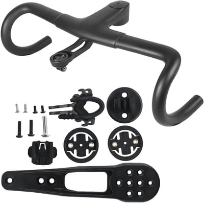 Fietscomputerhouder voor racefietsen, aluminium Out Front stuur mount, zwart.